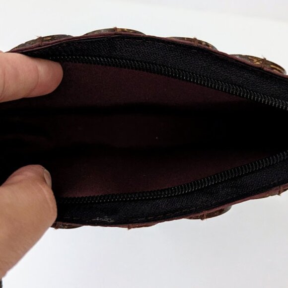 Vintage Natural Coconut Shell Zippered Clutch Wristlet with Strap - Picture 7 of 7